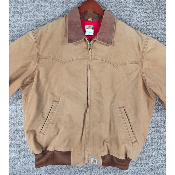 Vintage Carhartt J13 Santa Fe Mens XL Tan Beige Work Jacket Quilt Lined - Picture 9 of 13